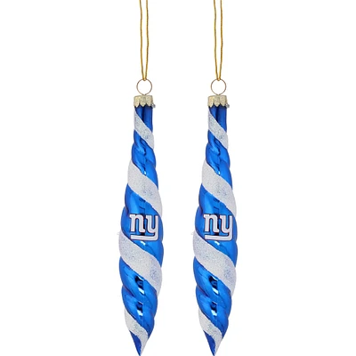 New York Giants Two-Pack Swirl Blown Glass Ornament Set