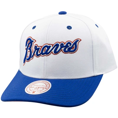 Men's Mitchell & Ness White Atlanta Braves Cooperstown Collection Pro Crown Snapback Hat