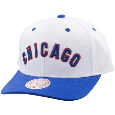 Men's Mitchell & Ness White Chicago Cubs Cooperstown Collection Pro Crown Snapback Hat