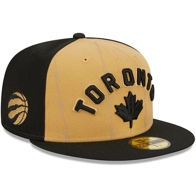 Men's New Era Tan/Black Toronto Raptors 2023/24 City Edition Official 59FIFTY Fitted Hat