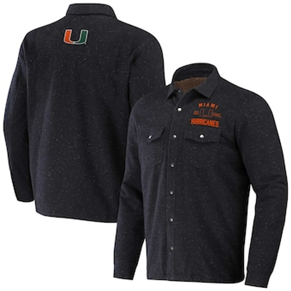 Men's Darius Rucker Collection by Fanatics  Heather Charcoal Miami Hurricanes Sherpa-Lined Full-Snap Shacket