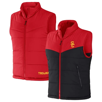 Men's Darius Rucker Collection by Fanatics Cardinal/Black USC Trojans Colorblocked Full-Zip Reversible Vest