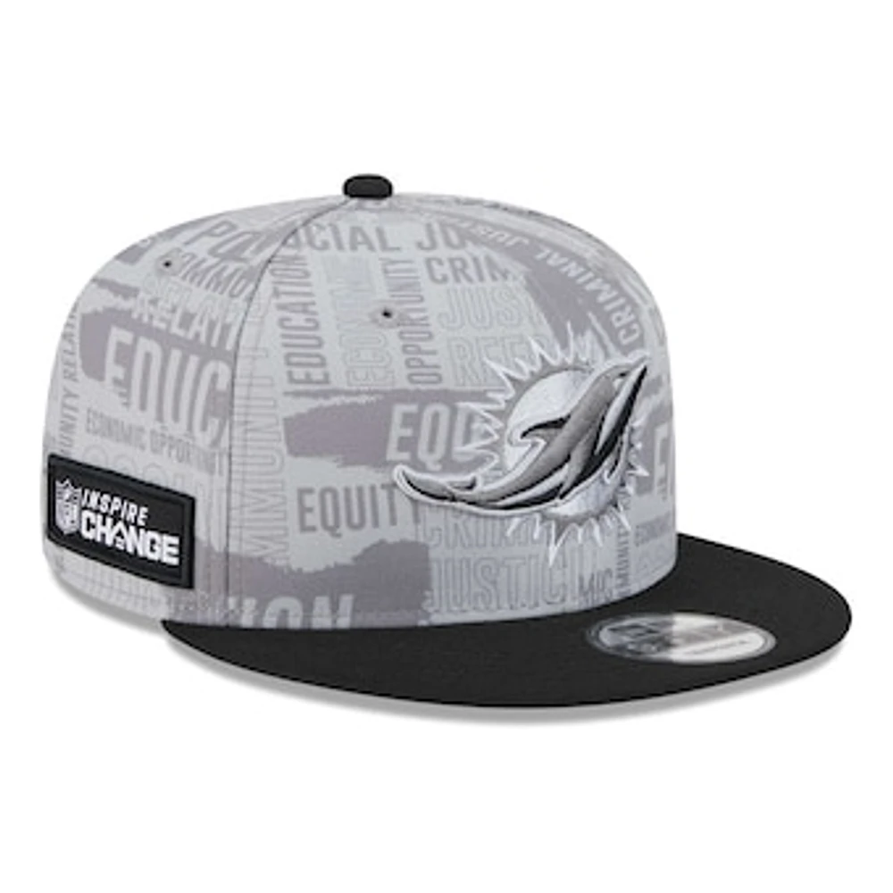 Men's New Era Gray/Black Miami Dolphins Inspire Change 9FIFTY Snapback Hat