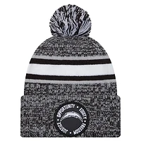 Men's New Era Black Los Angeles Chargers Inspire Change Cuffed Knit Hat with Pom