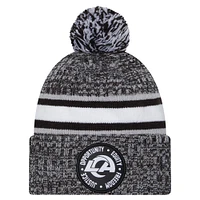 Men's New Era Black Los Angeles Rams Inspire Change Cuffed Knit Hat with Pom