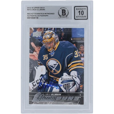 Linus Ullmark Buffalo Sabres Autographed 2015-16 Upper Deck Young Guns #472 Beckett Fanatics Witnessed Authenticated 10 Rookie Card