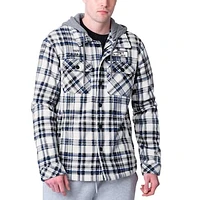 Men's G-III Sports by Carl Banks White Toronto Blue Jays Pickoff Plaid Fleece Full-Zip Hoodie Jacket