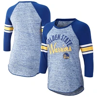 Women's G-III 4Her by Carl Banks Royal Golden State Warriors Recover 3/4-Sleeve Raglan T-Shirt