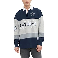 Men's Tommy Hilfiger Navy/Heather Gray Dallas Cowboys Connor Oversized Rugby Long Sleeve Polo