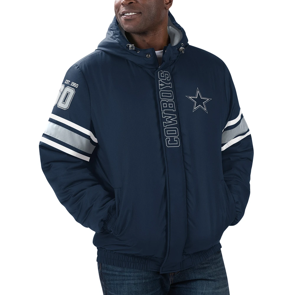 Men's G-III Sports by Carl Banks  Navy Dallas Cowboys Tight End Hoodie Full-Zip Jacket