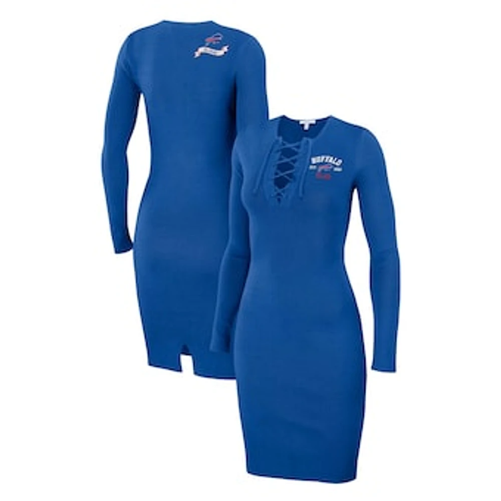 Women's WEAR by Erin Andrews Royal Buffalo Bills Lace Up Long Sleeve Dress