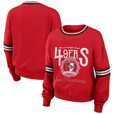 Women's WEAR by Erin Andrews Scarlet San Francisco 49ers Prep Crew Sweatshirt