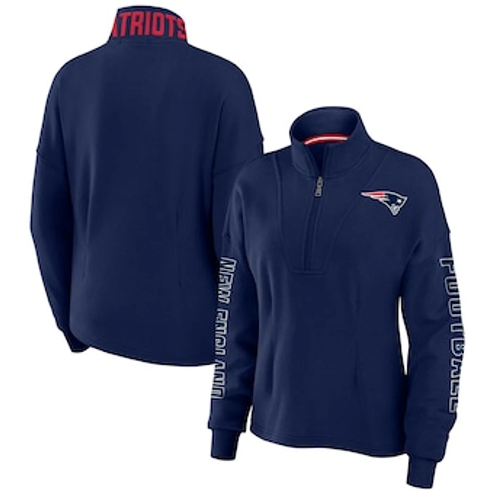 Women's WEAR by Erin Andrews Navy New England Patriots Half-Zip Jacket