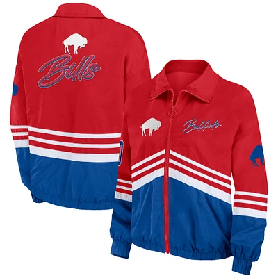 Women's WEAR by Erin Andrews Red Buffalo Bills Vintage Throwback Windbreaker Full-Zip Jacket