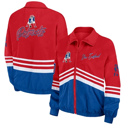 Women's WEAR by Erin Andrews Red New England Patriots Vintage Throwback Windbreaker Full-Zip Jacket