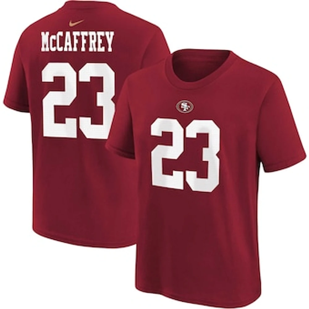 Youth Nike Christian McCaffrey Scarlet San Francisco 49ers Player Name & Number T-Shirt