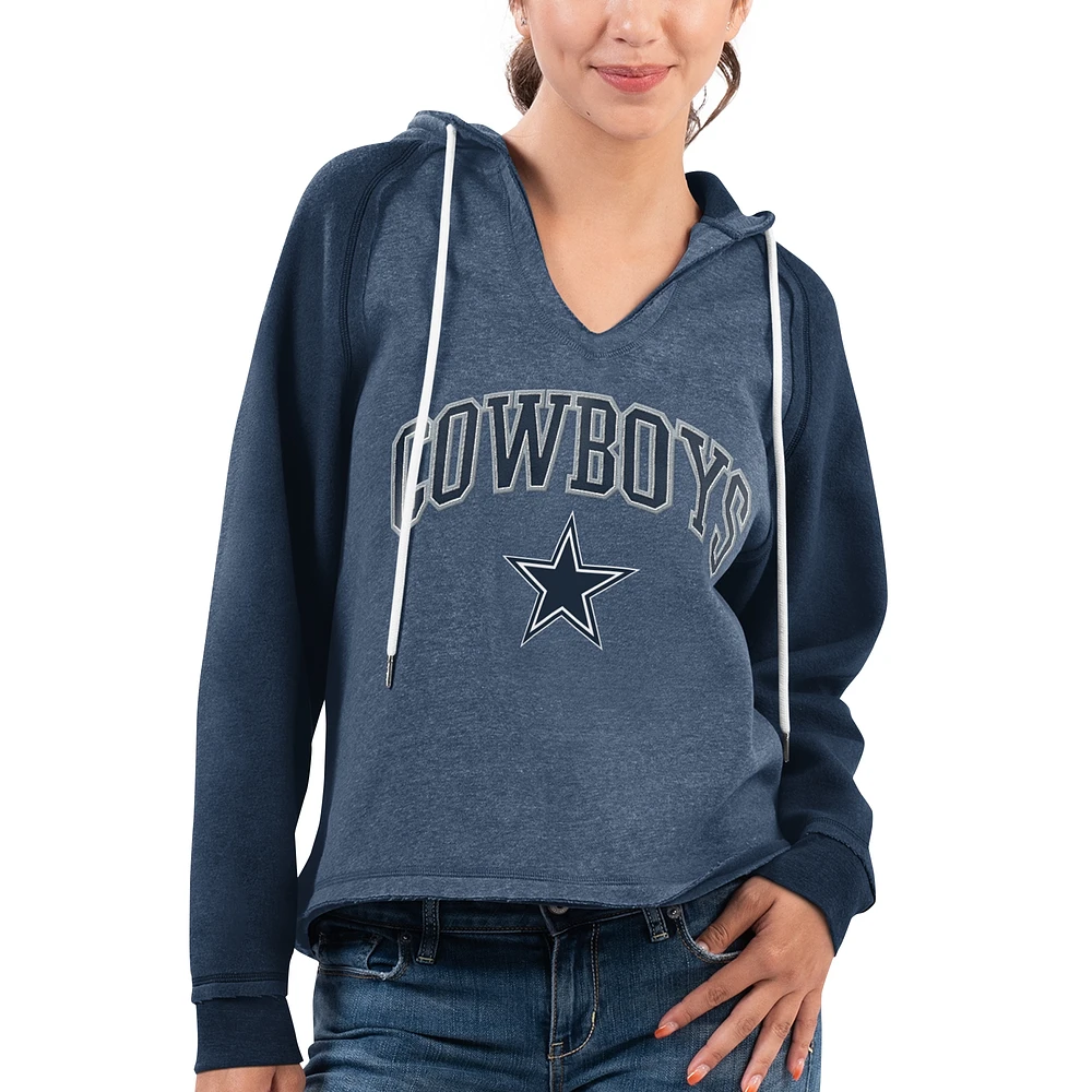 Women's G-III 4Her by Carl Banks Navy Dallas Cowboys Hat Trick V-Neck Pullover Hoodie