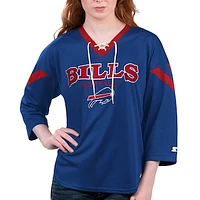 Women's Starter Royal Buffalo Bills Rally Lace-Up 3/4 Sleeve T-Shirt