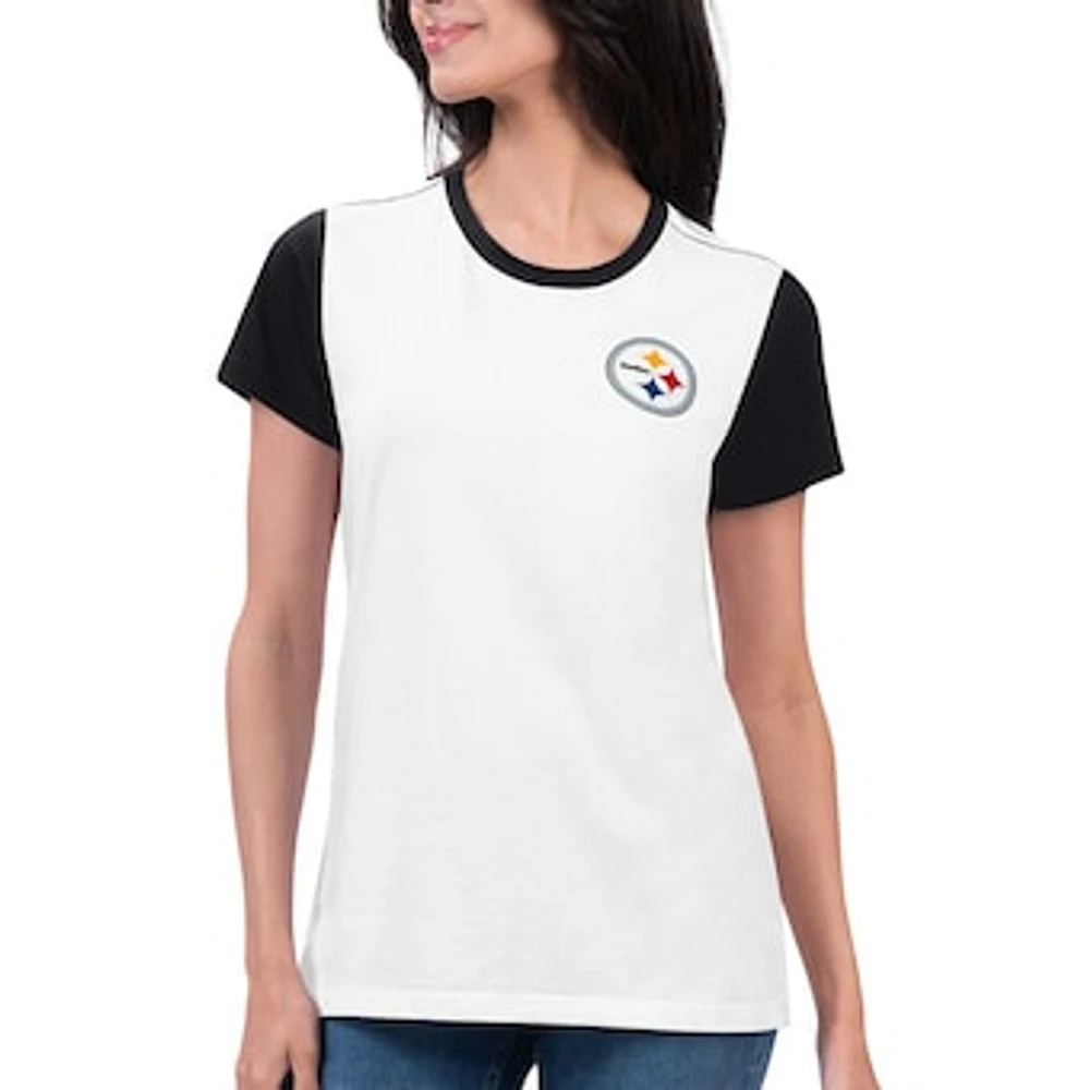 Women's G-III 4Her by Carl Banks White Pittsburgh Steelers Fashion Illustration T-Shirt