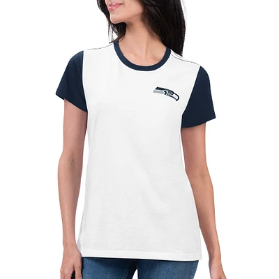 Women's G-III 4Her by Carl Banks White Seattle Seahawks Fashion Illustration T-Shirt