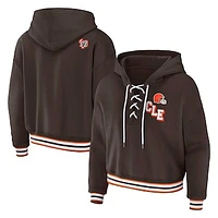 Women's WEAR by Erin Andrews Brown Cleveland Browns Plus Lace-Up Pullover Hoodie