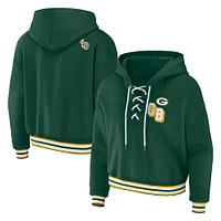 Women's WEAR by Erin Andrews Green Bay Packers Plus Lace-Up Pullover Hoodie