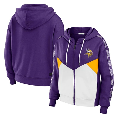 Women's WEAR by Erin Andrews Purple/White Minnesota Vikings Plus Size Color Block Full-Zip Hoodie