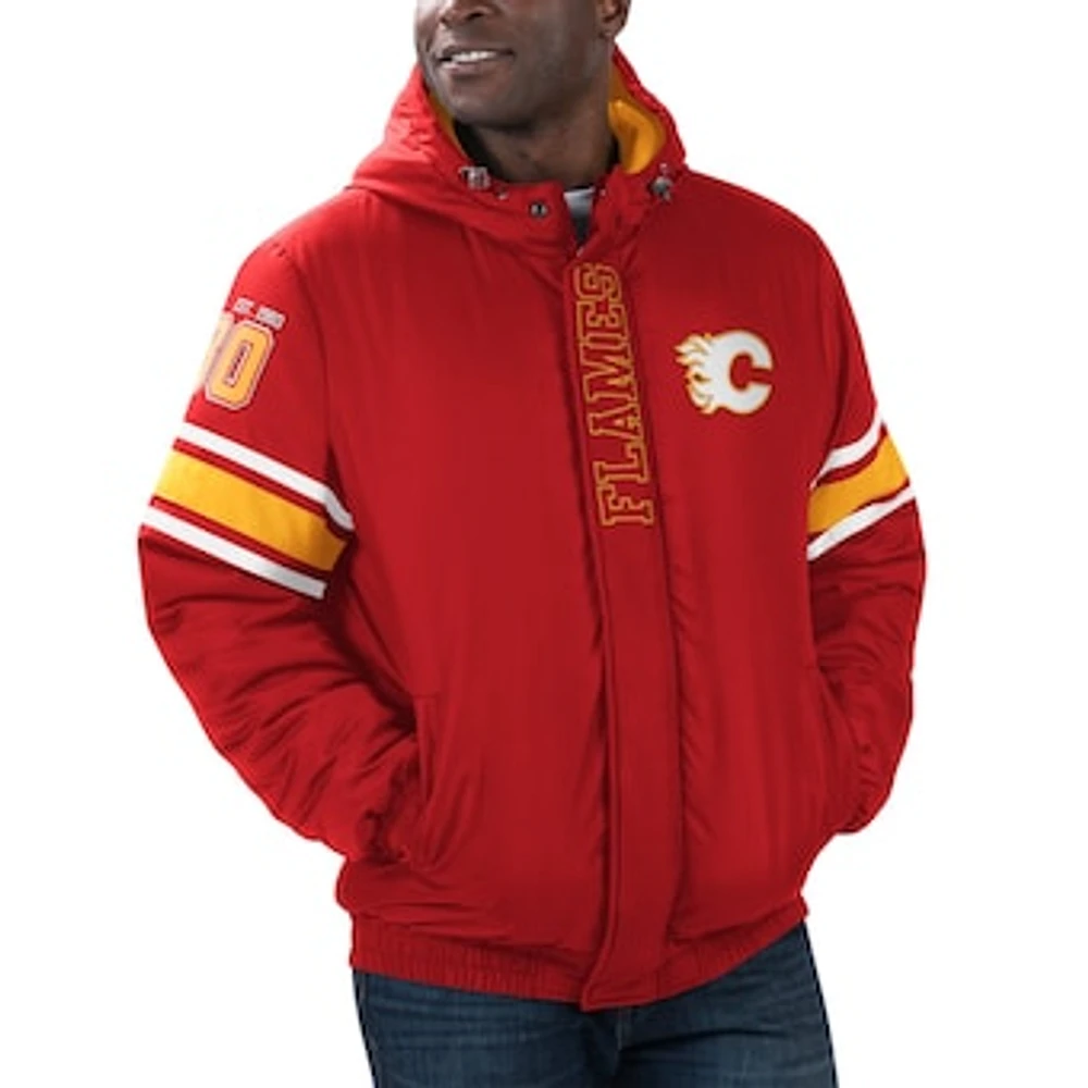 Men's G-III Sports by Carl Banks Red Calgary Flames Tight End Hoodie Full-Zip Jacket