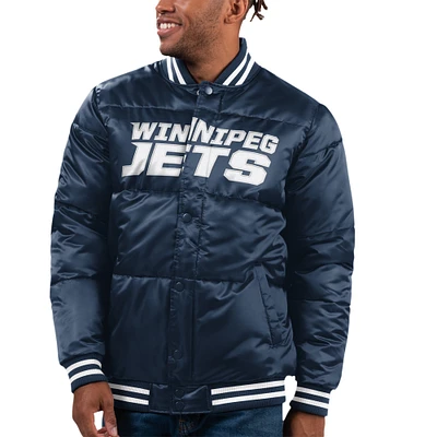 Men's Starter Navy Winnipeg Jets Bronx Full-Snap Bubble Jacket