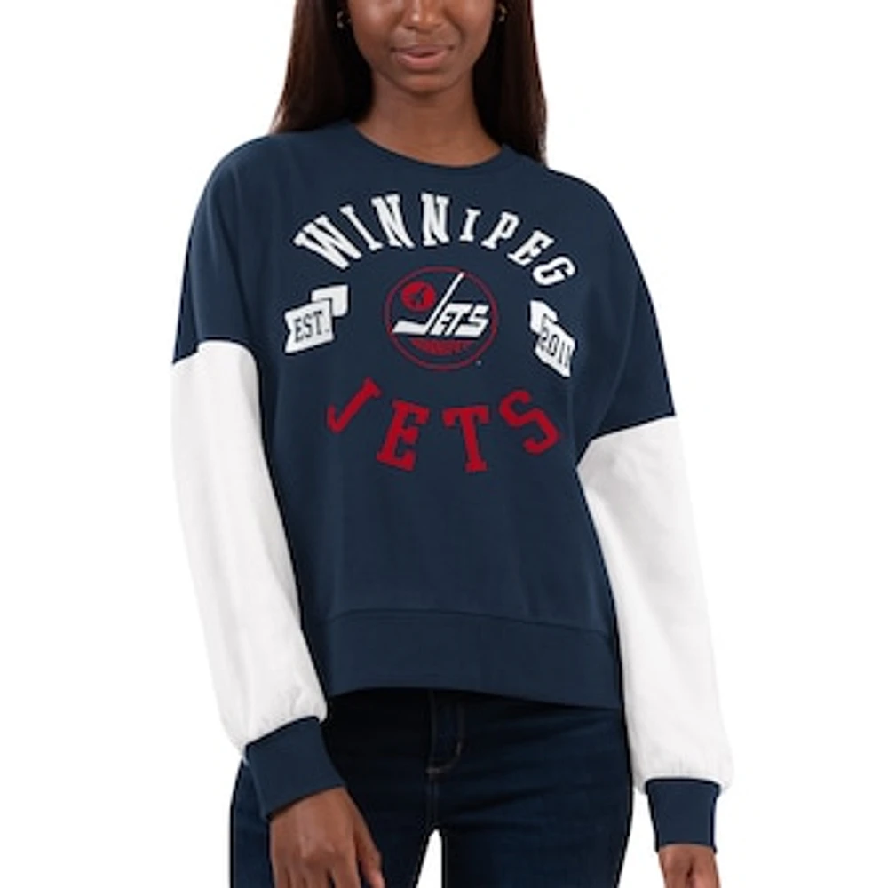 Women's G-III 4Her by Carl Banks Navy Winnipeg Jets Team Pride Pullover Sweatshirt