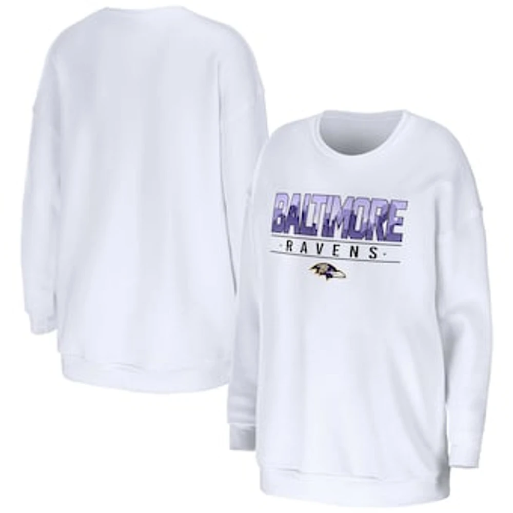 Women's WEAR by Erin Andrews White Baltimore Ravens Domestic Pullover Sweatshirt