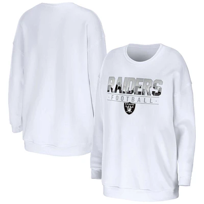 Women's WEAR by Erin Andrews White Las Vegas Raiders Domestic Pullover Sweatshirt