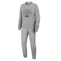 Women's WEAR by Erin Andrews  Heather Gray Baltimore Ravens Plus Knitted Tri-Blend Long Sleeve T-Shirt & Pants Lounge Set