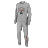 Women's WEAR by Erin Andrews  Heather Gray Chicago Bears Plus Knitted Tri-Blend Long Sleeve T-Shirt & Pants Lounge Set