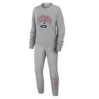 Women's WEAR by Erin Andrews  Heather Gray New England Patriots Plus Knitted Tri-Blend Long Sleeve T-Shirt & Pants Lounge Set