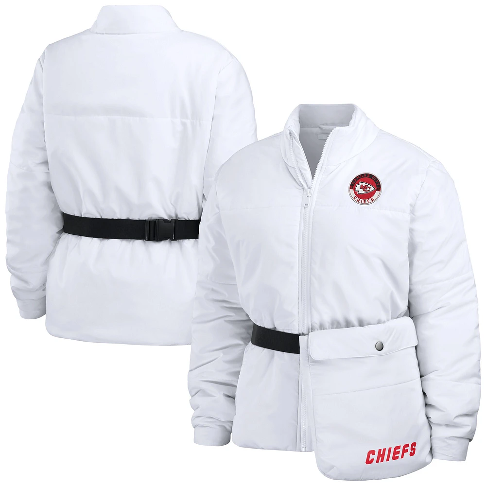 Women's WEAR by Erin Andrews  White Kansas City Chiefs Packaway Full-Zip Puffer Jacket