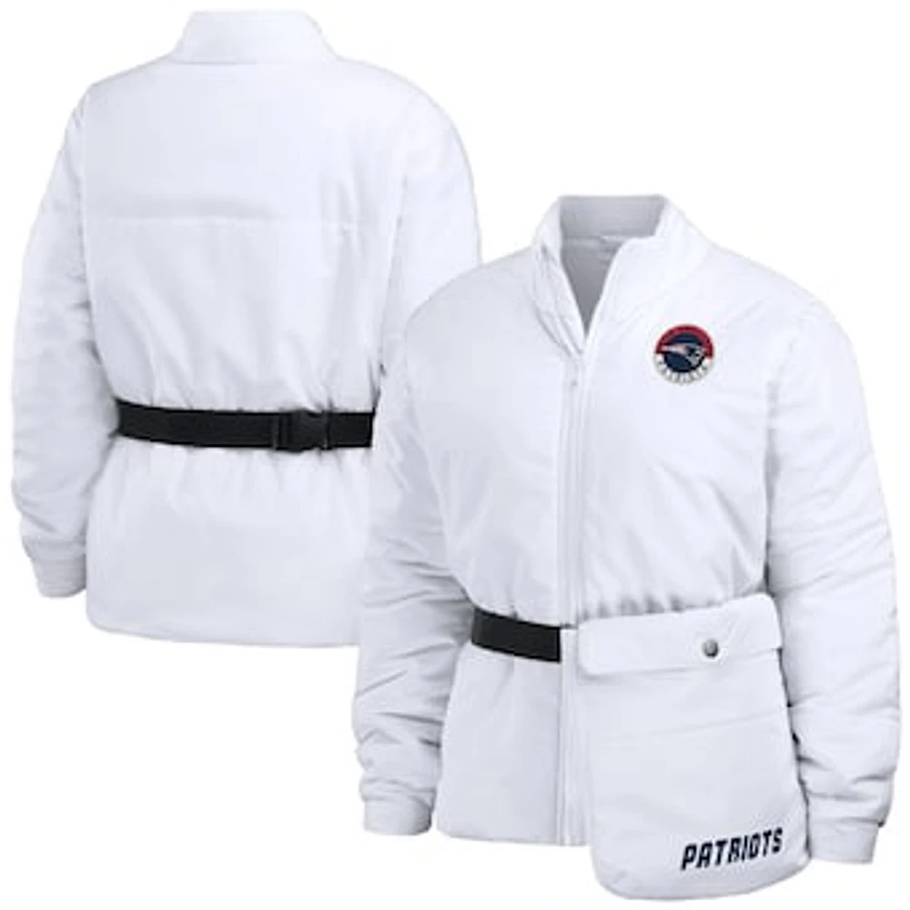 Women's WEAR by Erin Andrews  White New England Patriots Packaway Full-Zip Puffer Jacket