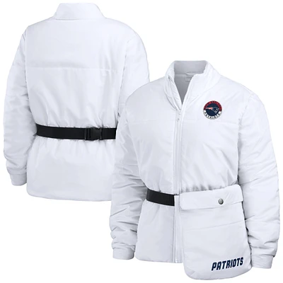 Women's WEAR by Erin Andrews  White New England Patriots Packaway Full-Zip Puffer Jacket