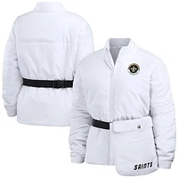 Women's WEAR by Erin Andrews  White New Orleans Saints Packaway Full-Zip Puffer Jacket