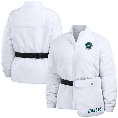 Women's WEAR by Erin Andrews  White Philadelphia Eagles Packaway Full-Zip Puffer Jacket