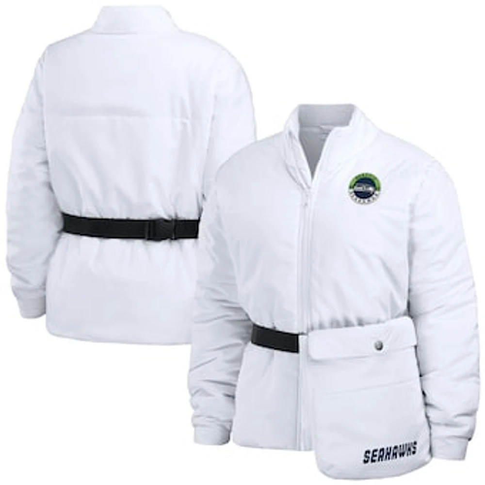 Women's WEAR by Erin Andrews  White Seattle Seahawks Packaway Full-Zip Puffer Jacket