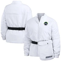 Women's WEAR by Erin Andrews  White Seattle Seahawks Packaway Full-Zip Puffer Jacket