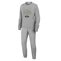 Women's WEAR by Erin Andrews Heather Gray New Orleans Saints Knit Long Sleeve Tri-Blend T-Shirt & Pants Sleep Set