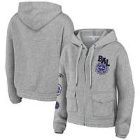 Women's WEAR by Erin Andrews Heather Gray Baltimore Ravens Full-Zip Hoodie