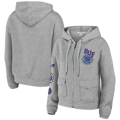 Women's WEAR by Erin Andrews Heather Gray Buffalo Bills Full-Zip Hoodie