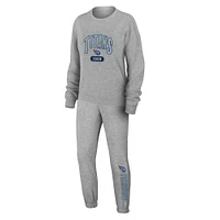 Women's WEAR by Erin Andrews Heather Gray Tennessee Titans Knit Long Sleeve Tri-Blend T-Shirt & Pants Sleep Set