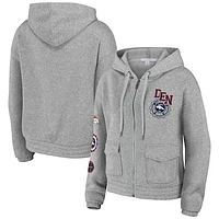 Women's WEAR by Erin Andrews Heather Gray Denver Broncos Full-Zip Hoodie