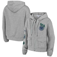 Women's WEAR by Erin Andrews Heather Gray Seattle Seahawks Full-Zip Hoodie