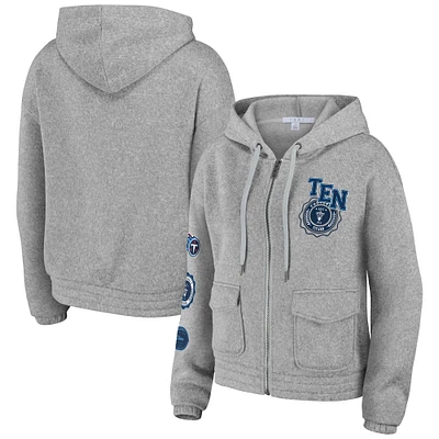 Women's WEAR by Erin Andrews Heather Gray Tennessee Titans Full-Zip Hoodie