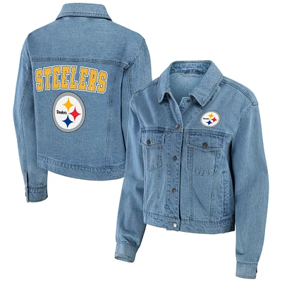 Women's WEAR by Erin Andrews Pittsburgh Steelers Full-Snap Denim Jacket